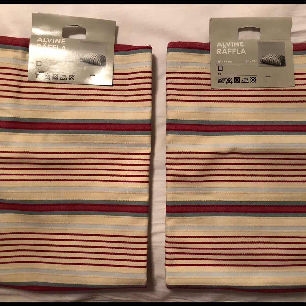 2 IKEA Alvine Raffla Pillow Covers 26”x26”